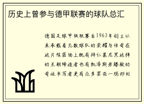 历史上曾参与德甲联赛的球队总汇